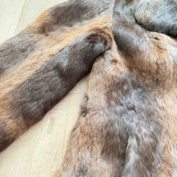 LUXURIOUS GORGEOUS Women’s Brown Rabbit Fur Coat Jacket Size M / L VINTAGE - Picture 5 of 9